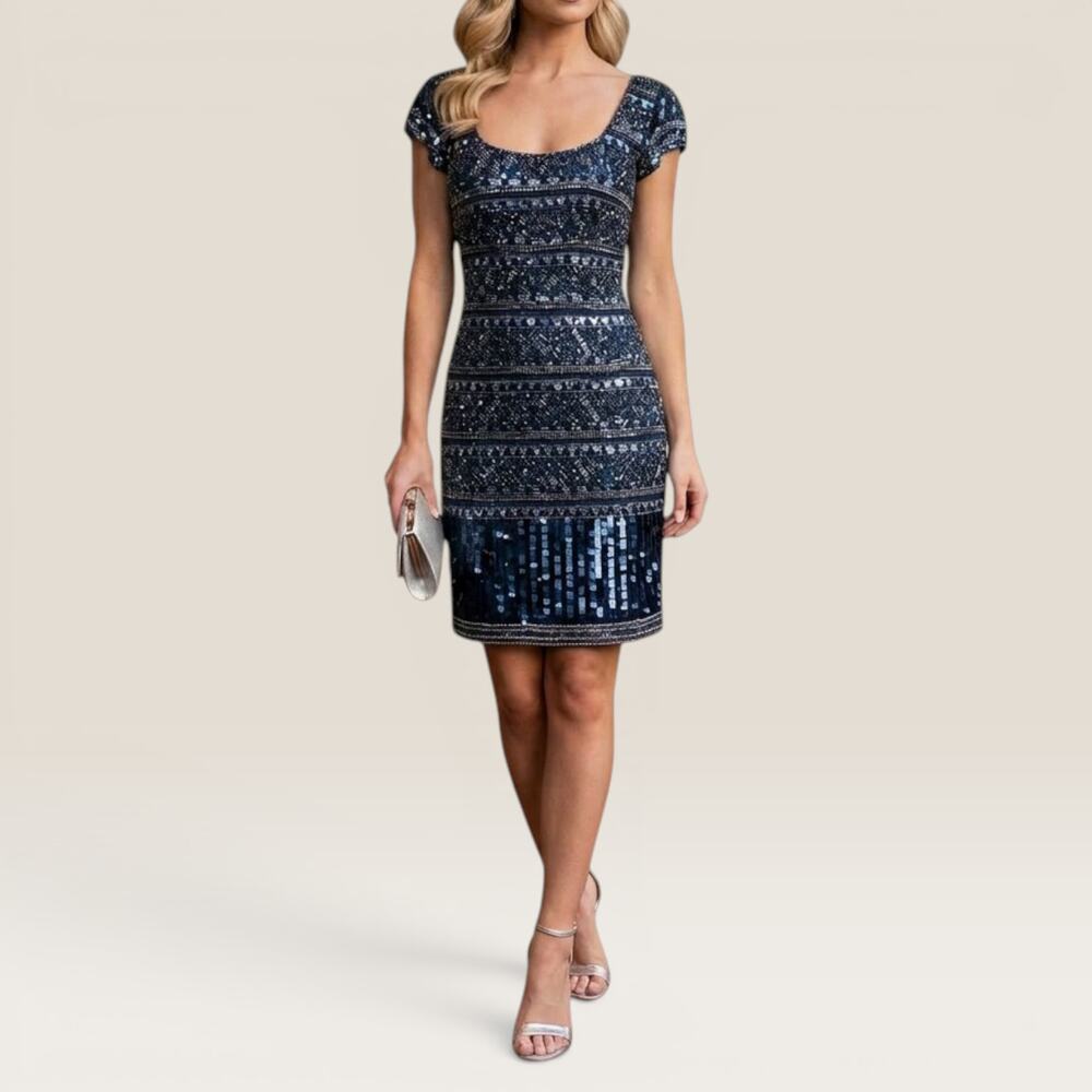 Vintage Scala Navy Beaded Mini Dress Size 0
